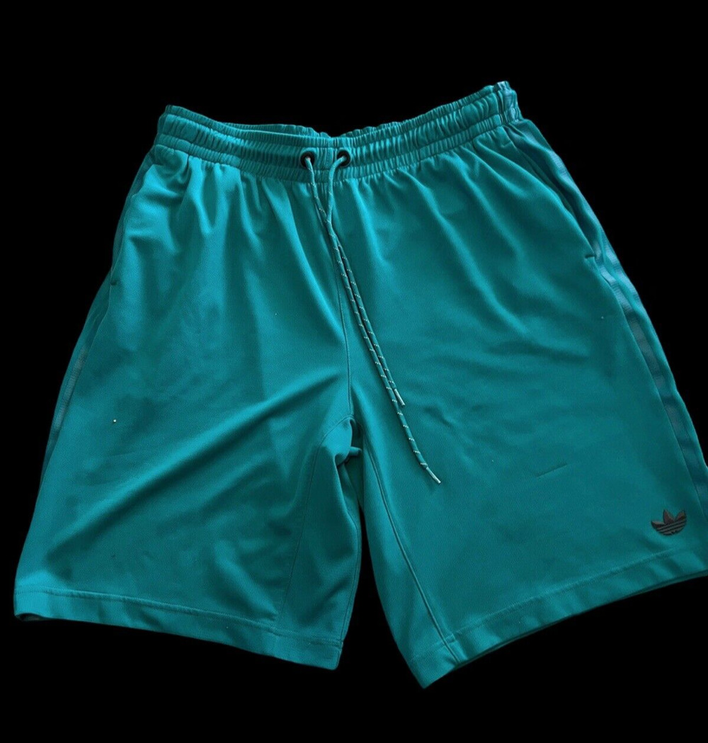 ADIDAS 3 Stripes Basketball Shorts, Teal Blue/Green, 9" Inseam| Men's: L